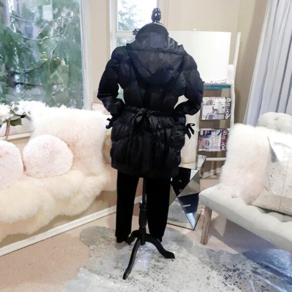 EUC Jacob black quilted hooded down blend fill puffer jacket, M - Picture 4 of 15